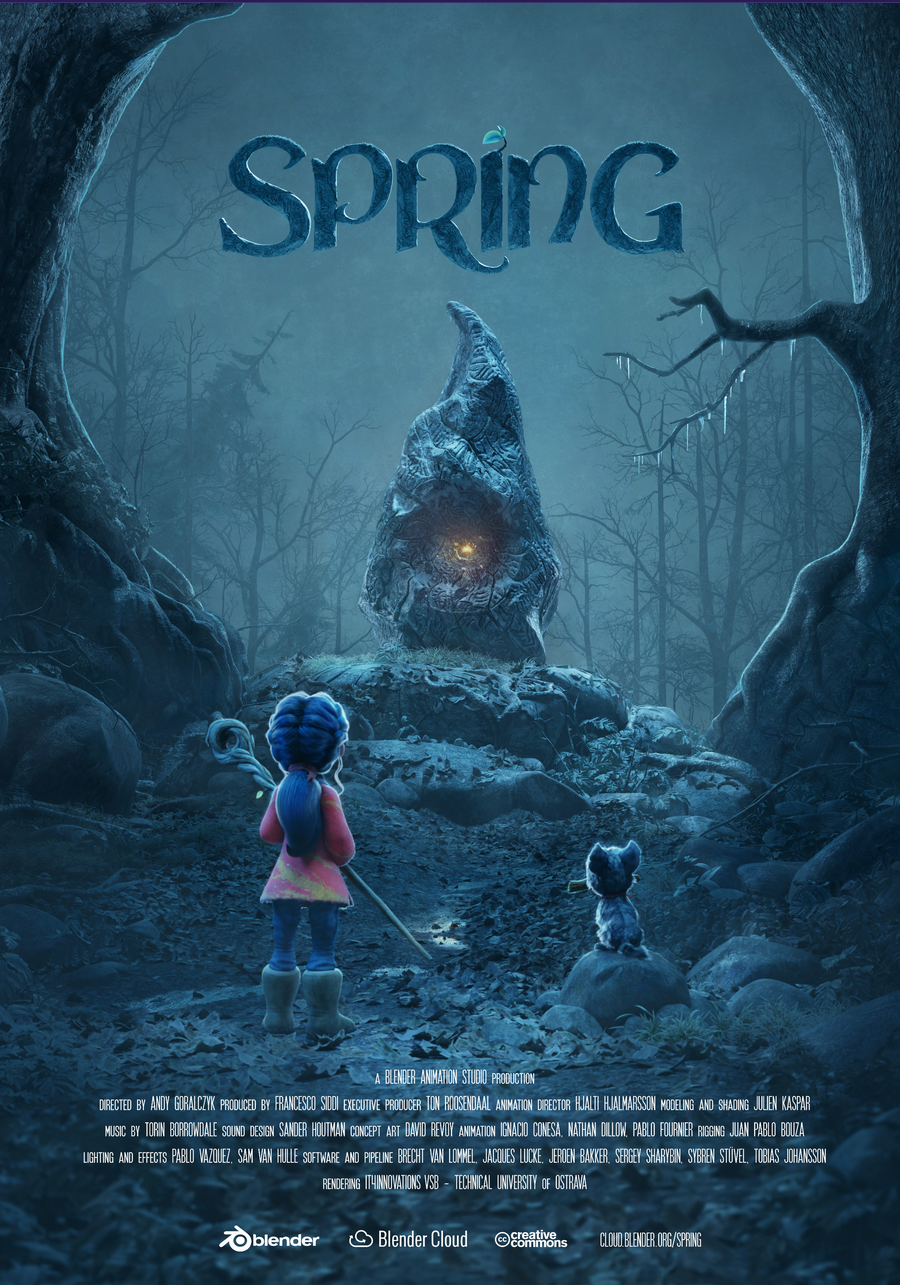 Trailer van de short Spring, volledig gemaakt in Blender