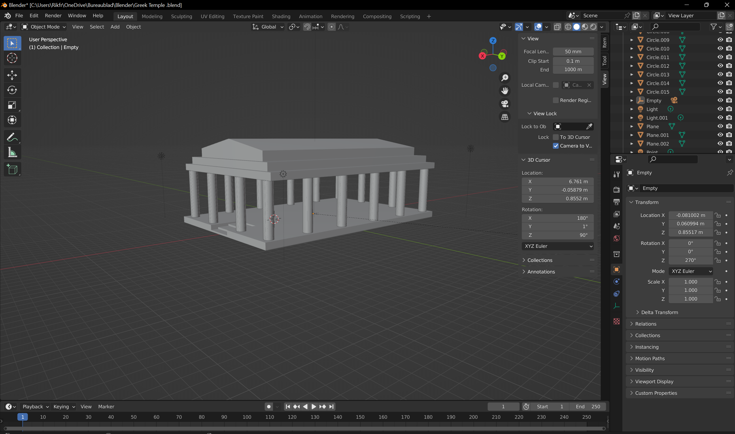3D model van een Griekse Tempel