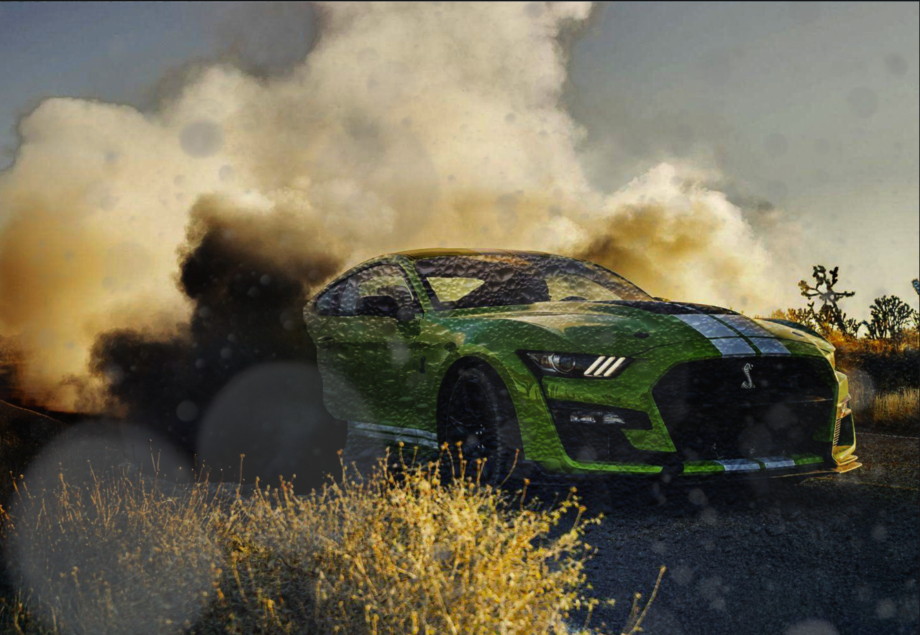 Een gephotoshopte auto